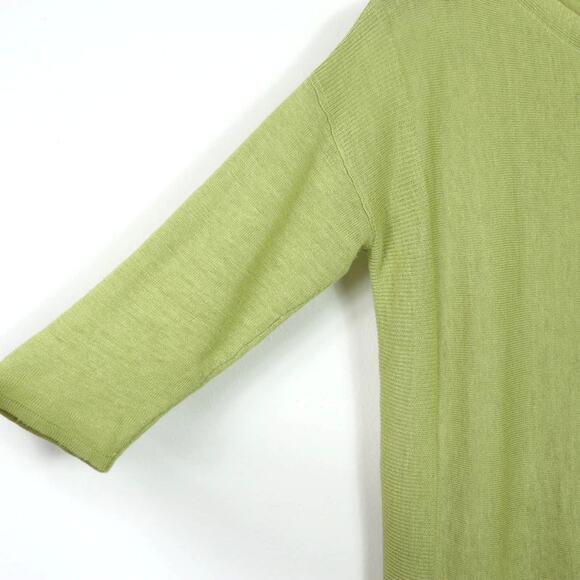 J Jill Size XS Linen Blend 1/2 Sleeve Ribbed Knit Top Chartreuse Green - Picture 4 of 8
